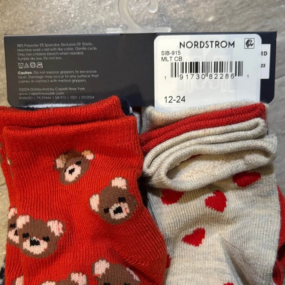 Capelli 10 Pairs Sock Set- Bears, Stripes, Brown, Navy & Red